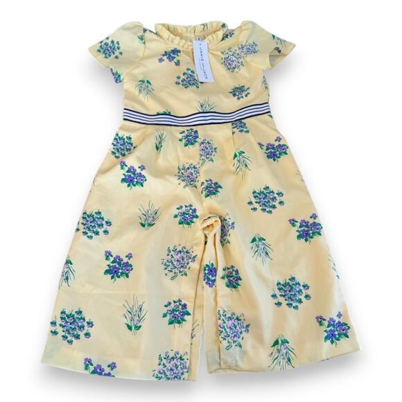 Janie & Jack Jumpsuit Yellow Floral Faux Belted Waist 18-24 Months NWT Sample